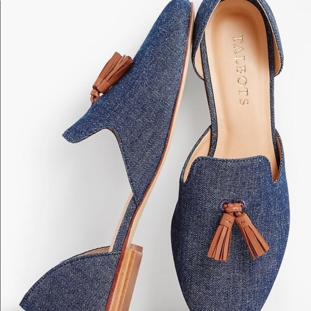 Talbot’s Frannie Denim D’Orsay Tassel Flats 7.5